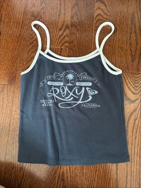 Roxy Navy Tank with White Trim and Vintage Logo
